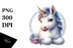 Watercolor Baby Unicorn PNG Product Image 1