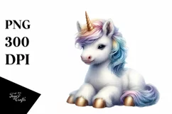 Watercolor Baby Unicorn PNG Product Image 3