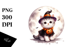 Digital Painting of Kitten for Halloween, High-Quality PNG Product Image 1