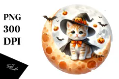 Digital Painting of Kitten for Halloween, High-Quality PNG Product Image 1