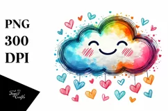 Colorful Cloud with Hearts, Transparent PNG Product Image 1