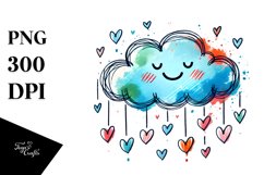 Smiling Cloud with Hearts PNG Product Image 1