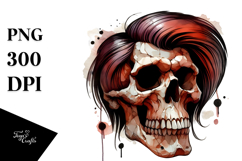 Washed Watercolor Style Vampire Skull Fred Flintstone PNG Product Image 1