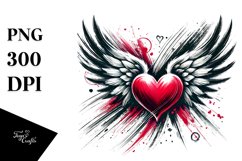 Paint Brush Style Heart with Wings Product Image 1