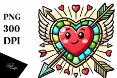 Cartoon Heart with Wings, Transparent PNG Product Image 1