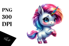 Cute Baby Unicorn with Cool Haircut PNG Product Image 1
