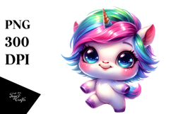 Cute Baby Unicorn with Cool Haircut PNG Product Image 1