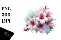 Azalea with Golden Details, Transparent PNG Product Image 1