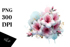 Azalea with Golden Details, Transparent PNG Product Image 1
