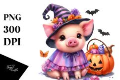Baby Pig Halloween Scenery | Clipart Product Image 1