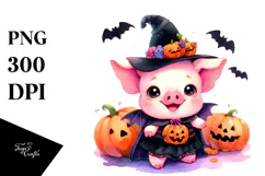 Baby Pig Halloween Scenery | Clipart Product Image 1