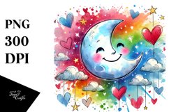 Smiling Moon with Hearts PNG Product Image 1