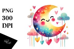 Colorful Half Moon Hearts PNG Product Image 1