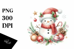 Snowman with Christmas Decor, Transparent PNG Product Image 3