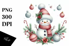 Snowman with Christmas Ornaments PNG Product Image 1