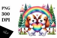 Rainbow Cute Basset Hound PNG Product Image 1