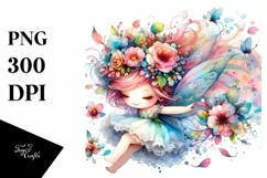 Cute Fairy Flower Petals Wind Watercolor Product Image 1