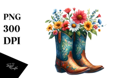 Colorful Cowboy Boots Flowerpot Watercolor Product Image 1