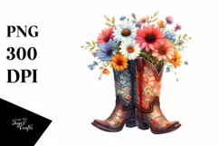 Colorful Cowboy Boots Flowerpot Watercolor Product Image 3