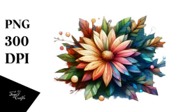 Vibrant Pastel Wooden Daisy PNG Product Image 1