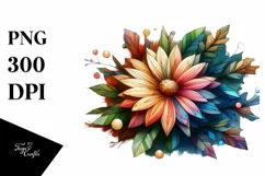 Vibrant Pastel Wooden Daisy PNG Product Image 1