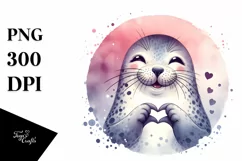Funny Cute Seal Love Sign Boho Clipart Product Image 3