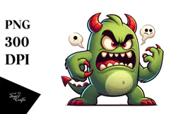 Aggressive Cartoon Monster with Beach Wear PNG Product Image 1