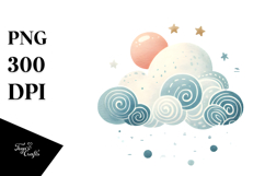 Retro Whimsical Cloud PNG Product Image 1