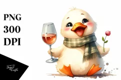 Whimsical Funny Cute Duck Wine Sublimation Clipart Product Image 3