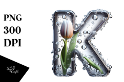 Shiny Letter K Tulip Monogram | Clipart Product Image 1