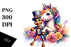 Colorful Baby Unicorn with Ventriloquist's Dummy, PNG Product Image 1