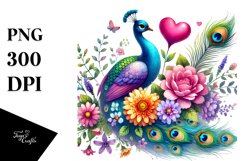 Pastel Peacock on Flower PNG Product Image 1