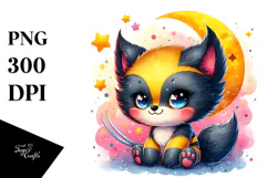 Colorful Baby Wolverine | Cartoon Drawing Product Image 1