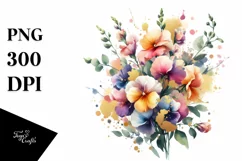 Abstract Colorful Bouquet With Sweet Pea White Background Product Image 3