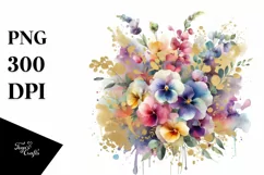 Abstract Colorful Bouquet With Sweet Pea White Background Product Image 1