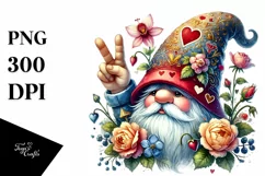 Valentines Gnome Detailed Victory Sign PNG Product Image 1