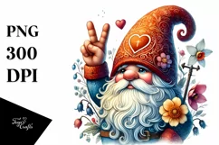 Valentines Gnome Showing Victory Sign PNG Product Image 1