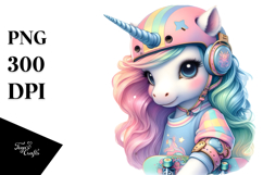 Colorful Unicorn in Skateboarder's Gear PNG Product Image 1