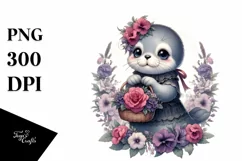 Detailed Gothic Cute Baby Seal White Background Sublimation Product Image 3