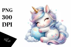 Cute Baby Unicorn Hugging | Clipart Product Image 3