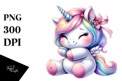 Cute Baby Unicorn Hugging | Clipart Product Image 1
