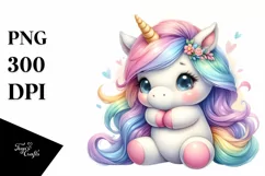 Cute Baby Unicorn Hugging | Clipart Product Image 3