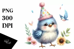 Cute Baby Bird with Party Hat PNG Product Image 1