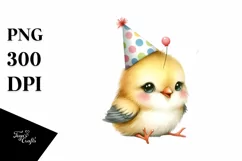 Cute Baby Bird with Party Hat PNG Product Image 1