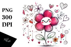 Smiling Flower with Hearts PNG Product Image 1