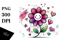 Smiling Flower with Hearts PNG Product Image 1