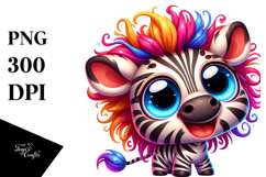 Colorful Crazy Zebra | Cartoon Drawing Product Image 1