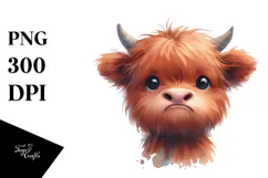 Highland Cow Baby Face PNG Product Image 1