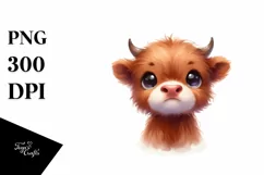 Highland Cow Baby Face PNG Product Image 3