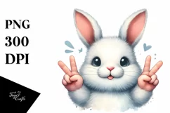 Funny Bunny Victory Sign Clipart Product Image 3